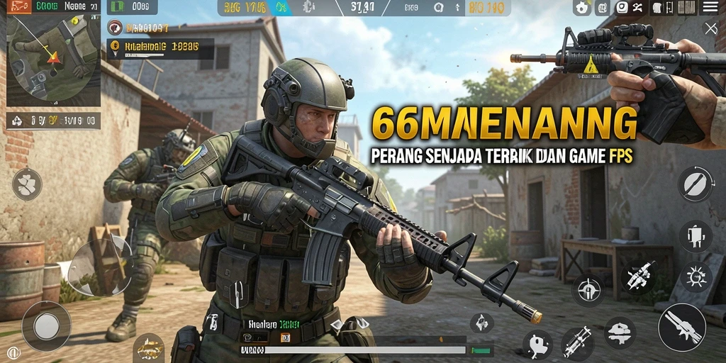 Screenshot gameplay 66MENANG menampilkan pertempuran yang mendebarkan.
