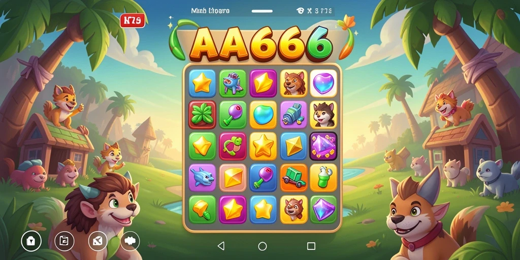Tampilan menarik dari gameplay Match-3 AA666 yang penuh warna.