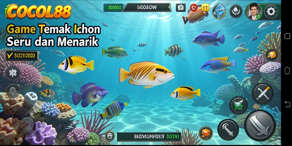 Tampilan gameplay Tembak Ikan yang seru dan penuh warna di COCOL88.