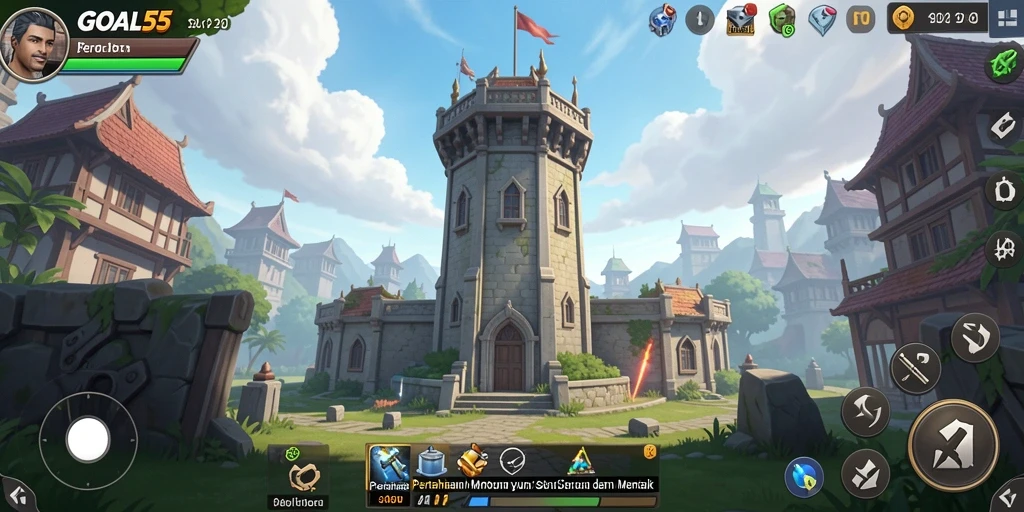 Tampilan gameplay seru dari game Tower Defense GOAL55.