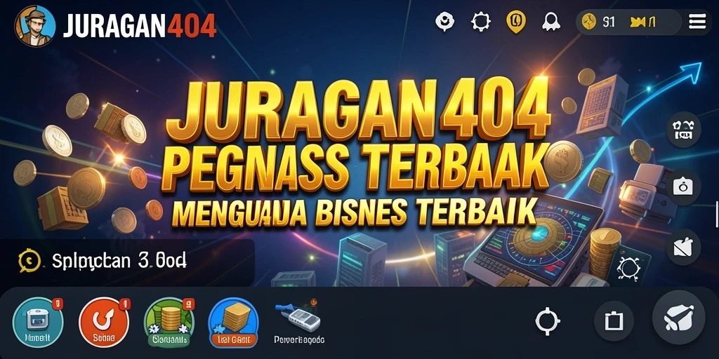 Screenshot menunjukkan pemain mengelola bisnis dalam JURAGAN404.