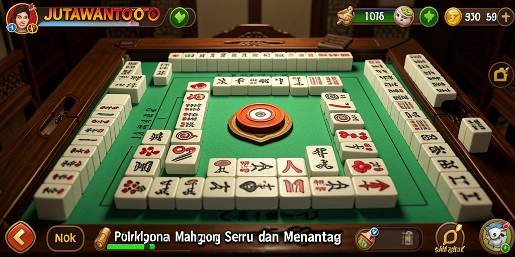 Tampilan gameplay seru dalam JUTAWANTOTO dengan ubin Mahjong yang berwarna-warni.