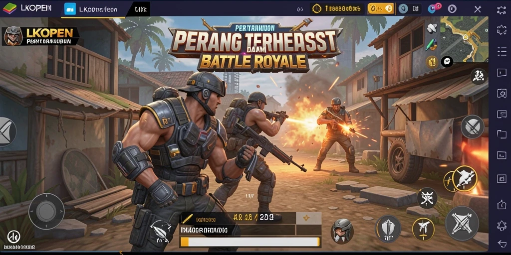 Tampilkan aksi mendebarkan dari gameplay LKOPEN Battle Royale.