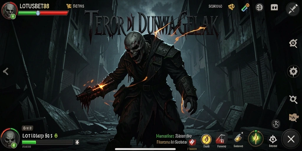 Screenshot menunjukkan gameplay menegangkan dengan elemen horror kuat.