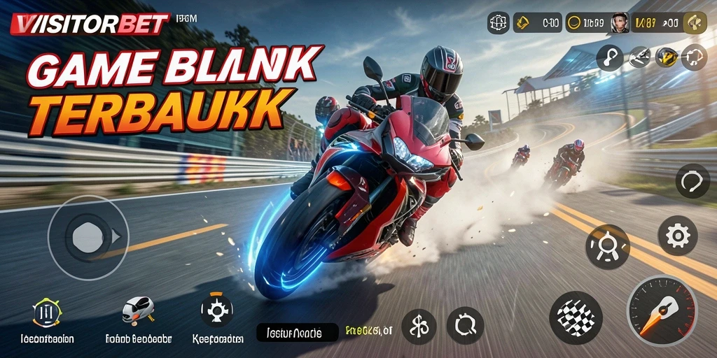 Tampilan gameplay seru di VISITORBET saat balapan motor.